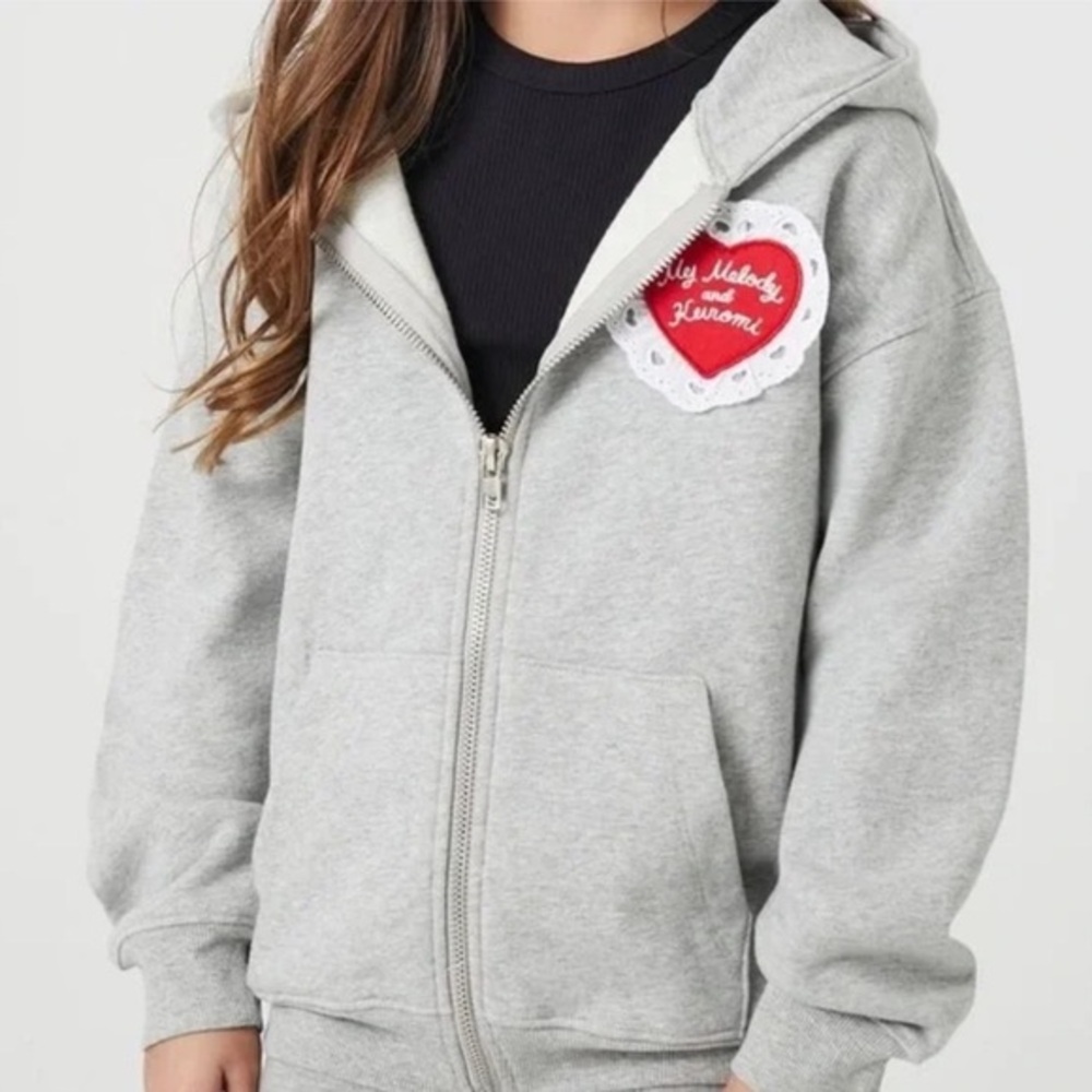 FOREVER 21 Hello Kitty My Melody & Kuromi Girls Zip Hoodie Sweatshirt Size 13/14